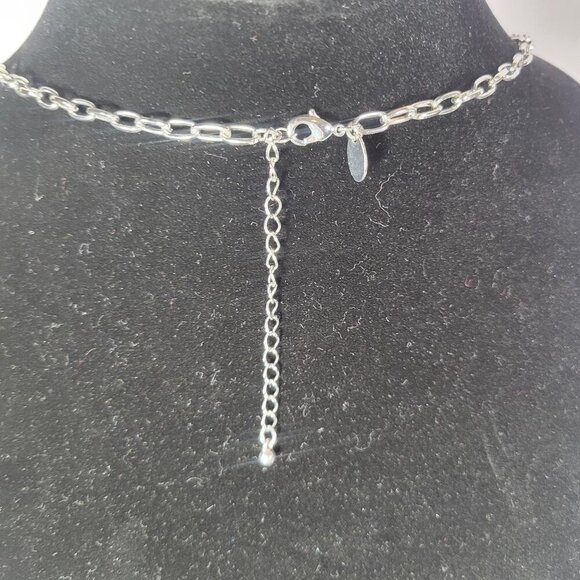 Lia Sophia Silver-Tone Charm Adjustable Necklace With Blue & Silver Accents - Picture 4 of 5
